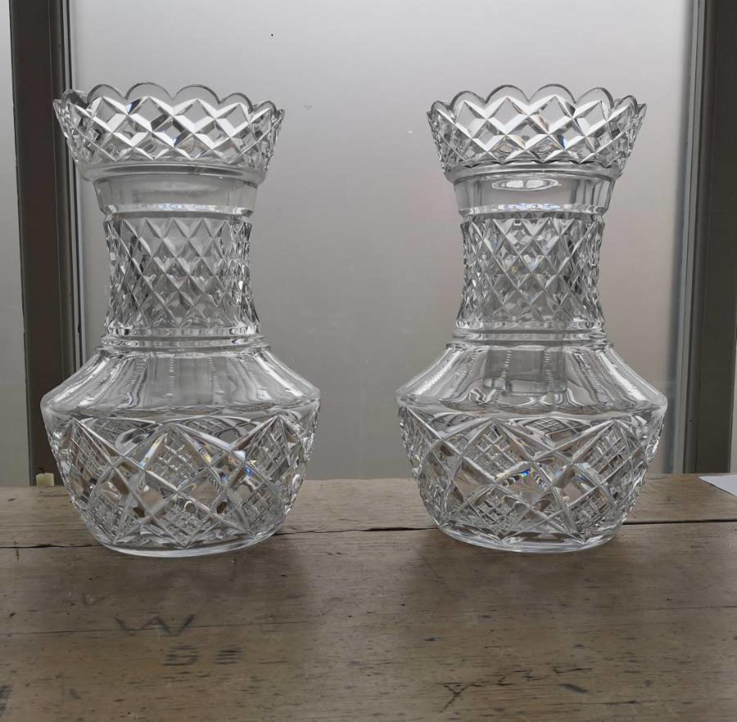 Irish cut glass flower vases