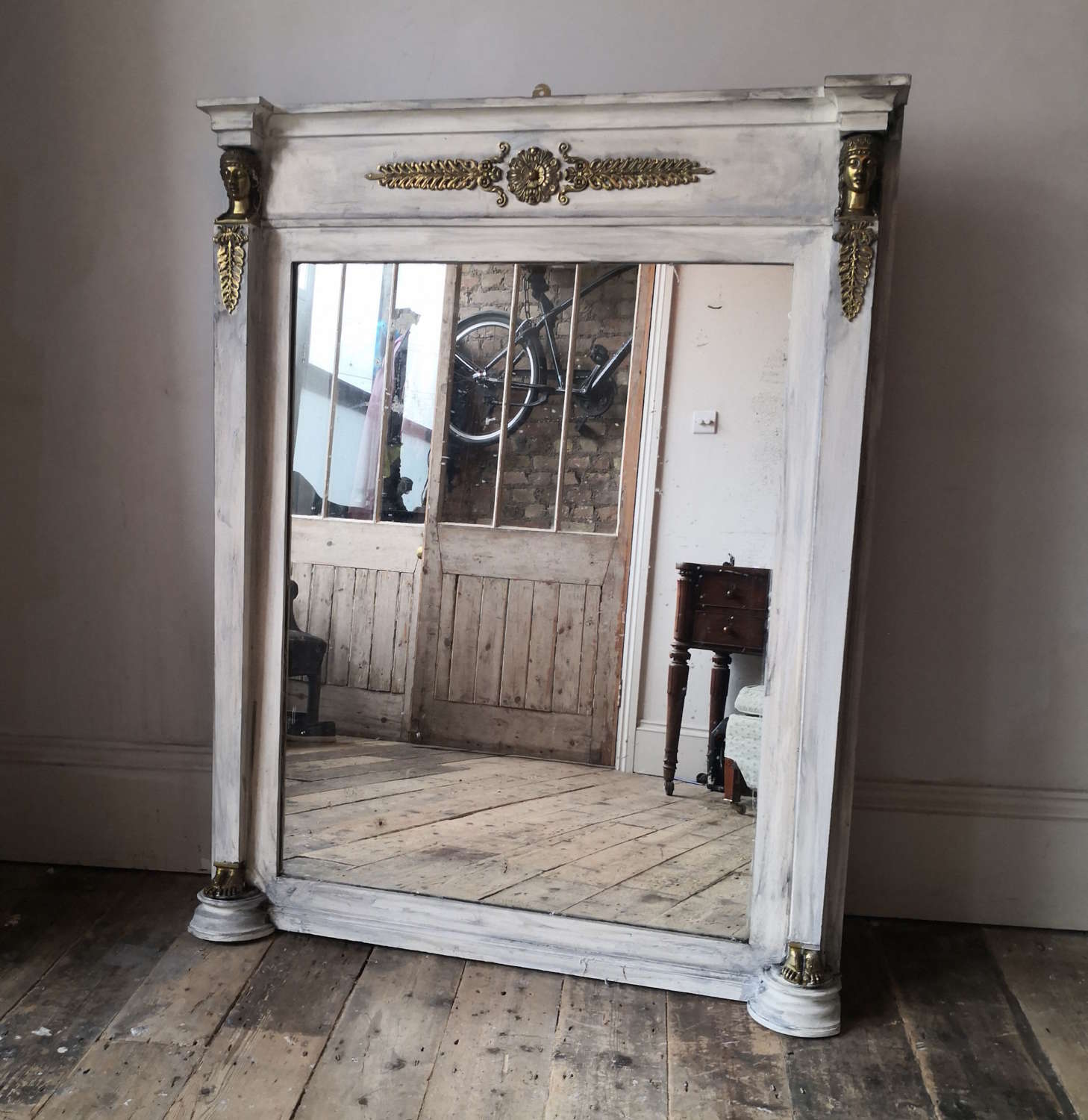 Nineteenth century painted over mantle mirror