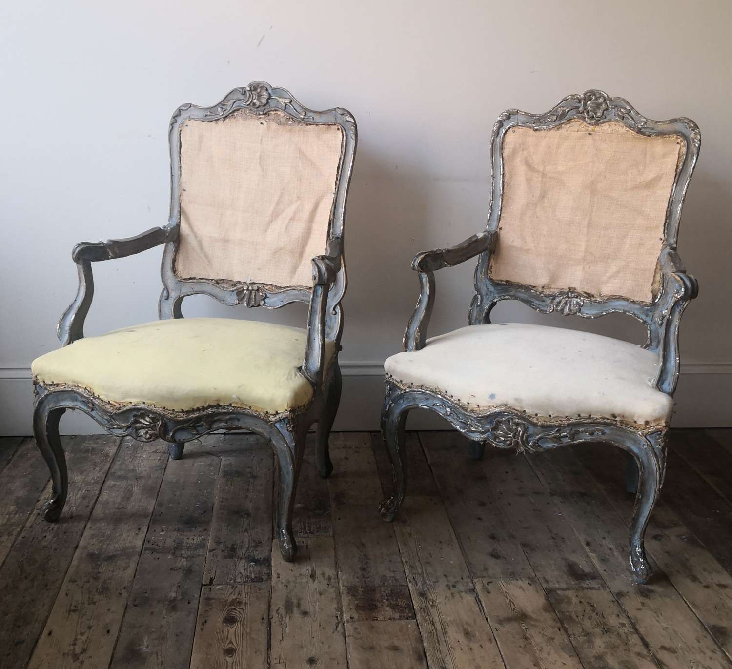 A pair of painted 19th century armchairs