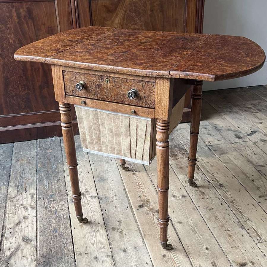 A 19th century burr oak table