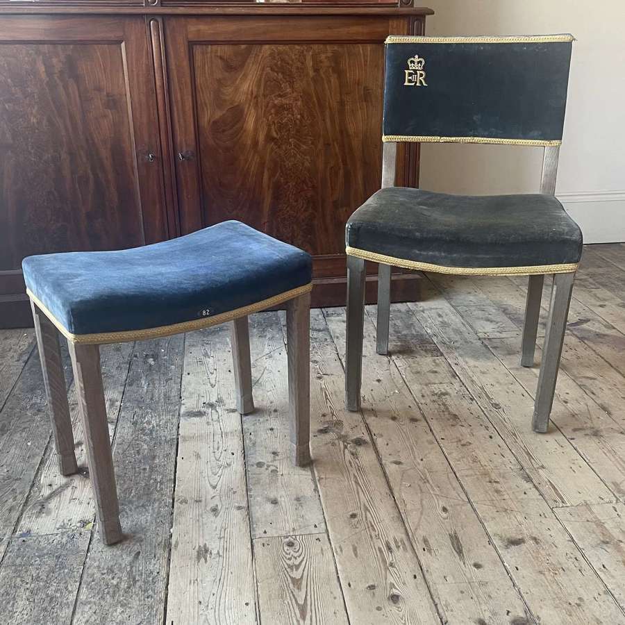 Elizabeth II Coronation chair and stool