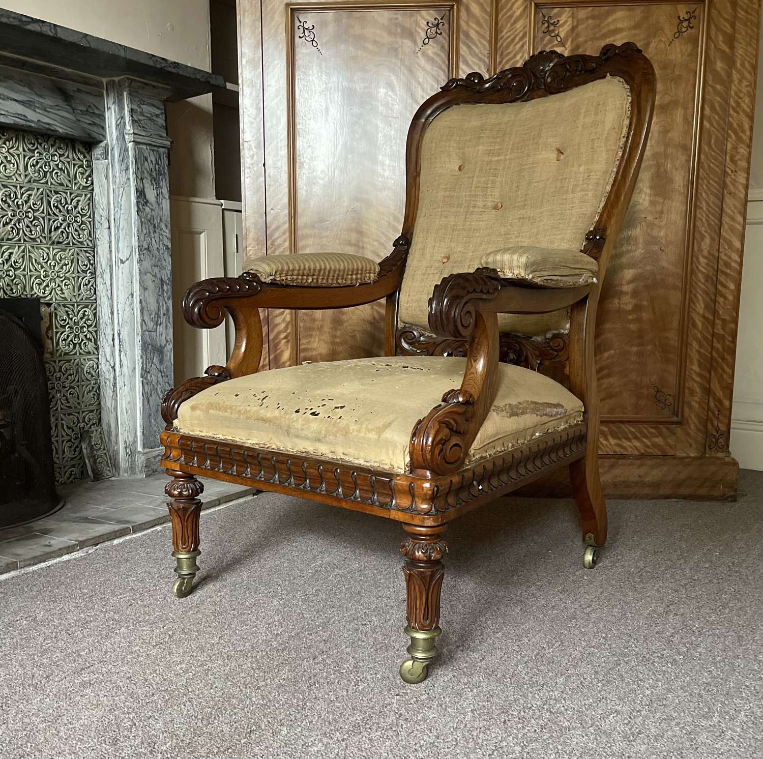 19th century rosewood library chair