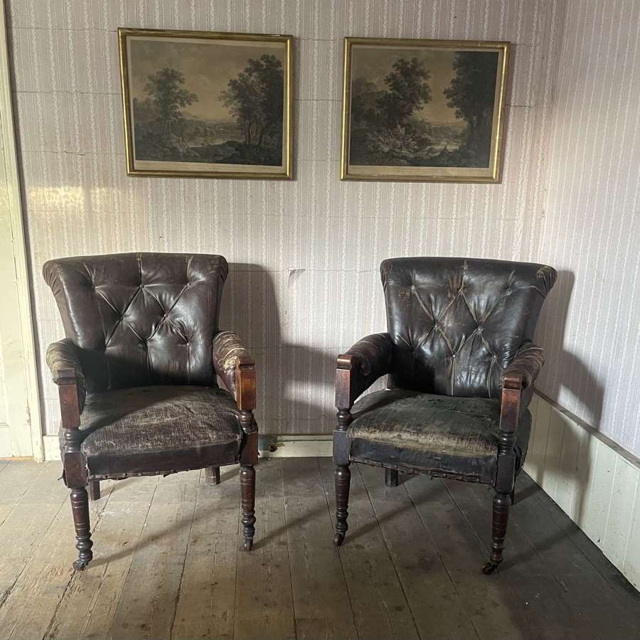 A pair of 19th century library chairs