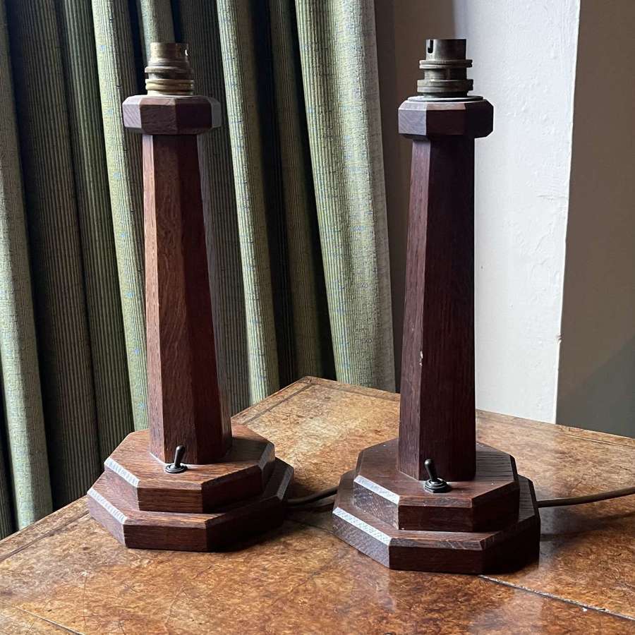A pair of arts and crafts lamps
