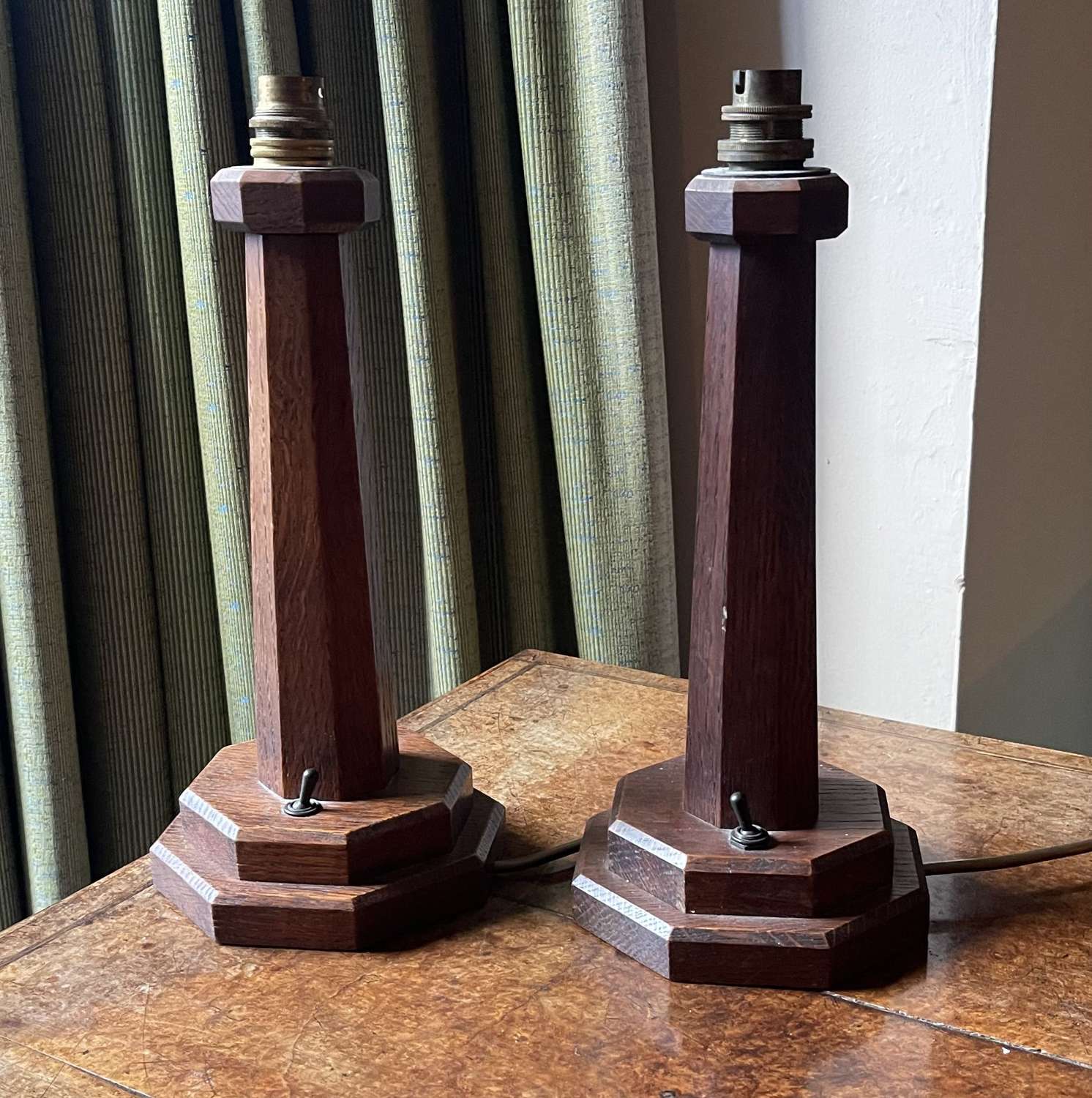 A pair of arts and crafts lamps