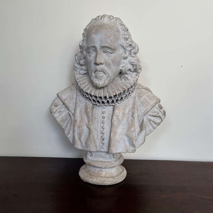 A 19th century plaster bust of Francis Bacon after Roubiliac