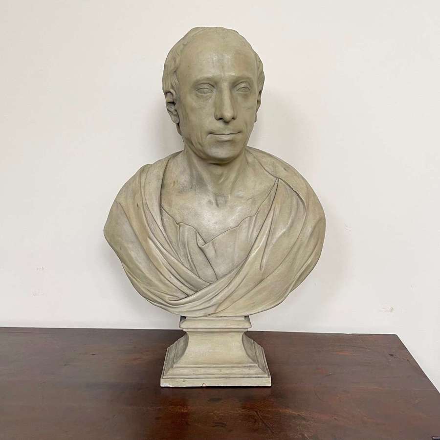 A 19th century plaster portrait bust