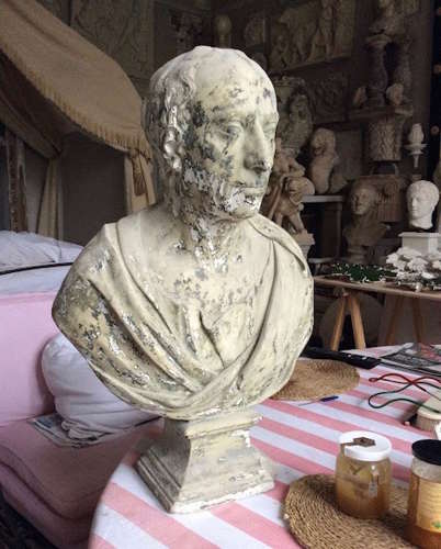 A 19th century plaster portrait bust