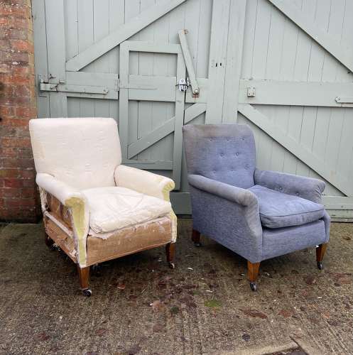 A pair of Edwardian club chairs