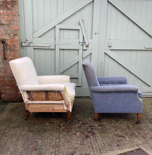 A pair of Edwardian club chairs