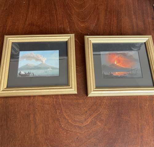 A pair of Mount  Vesuvius guaches