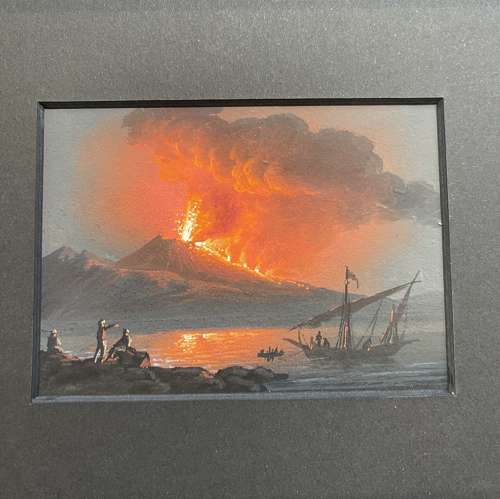 A pair of Mount  Vesuvius guaches