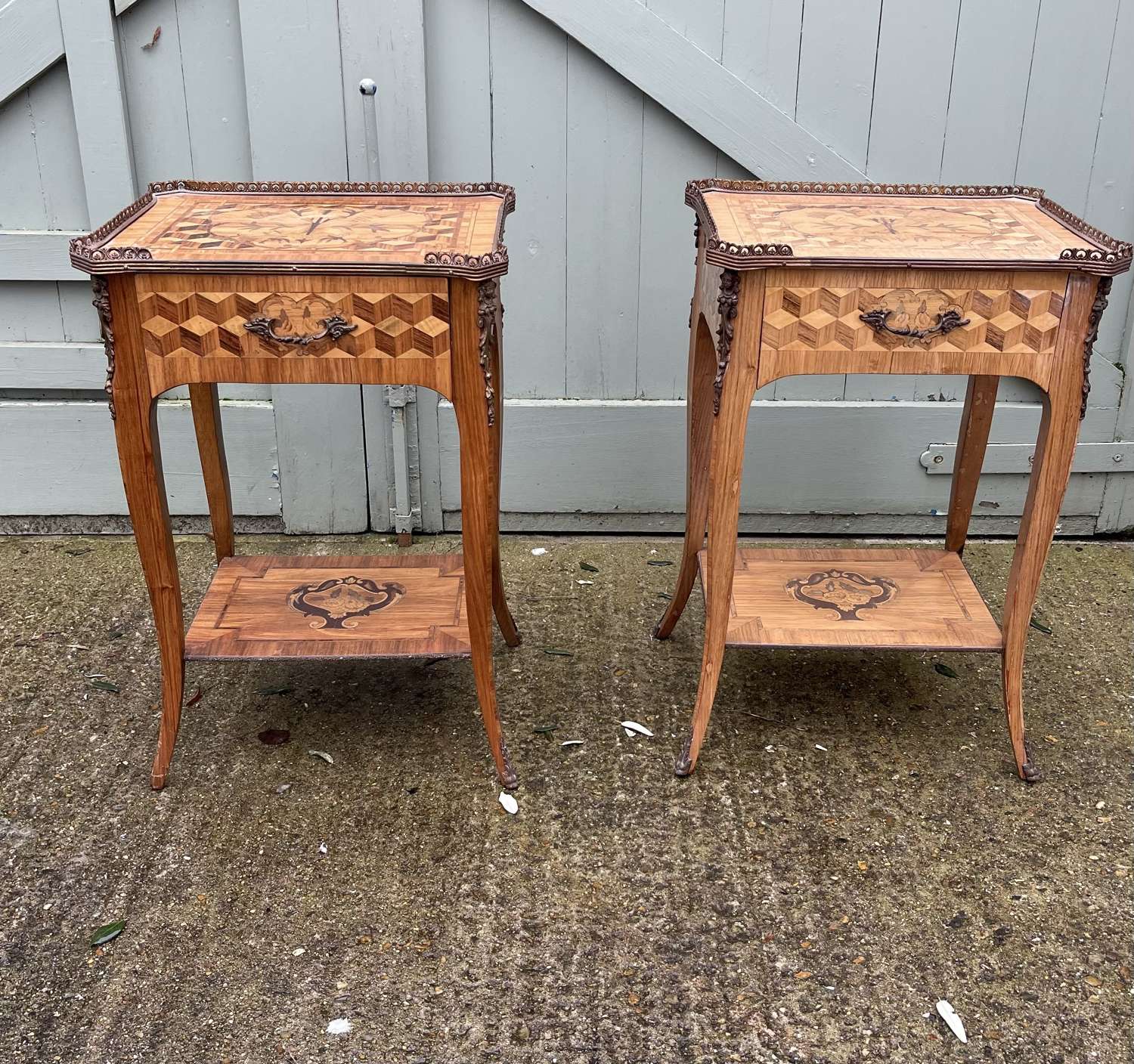 A pair of Italian marquetry tables