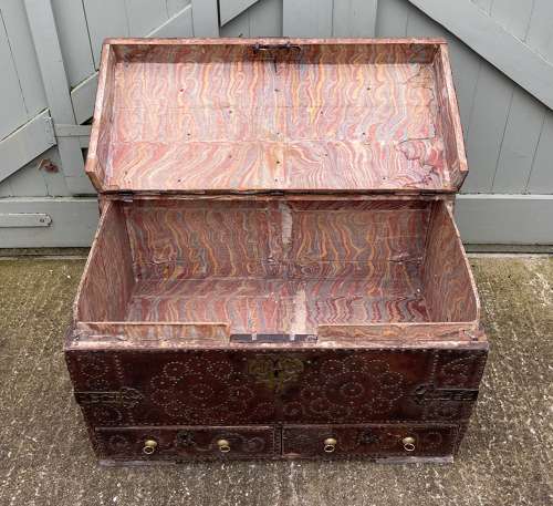 A Queen Anne studded leather trunk
