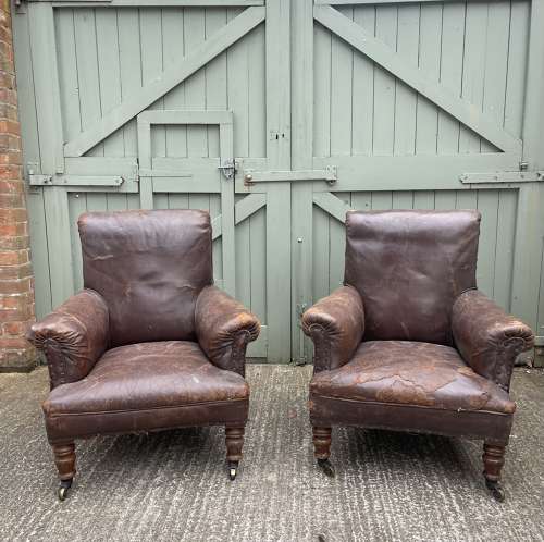 A pair of 19th century leather club chairs