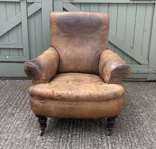 19th century leather club armchair