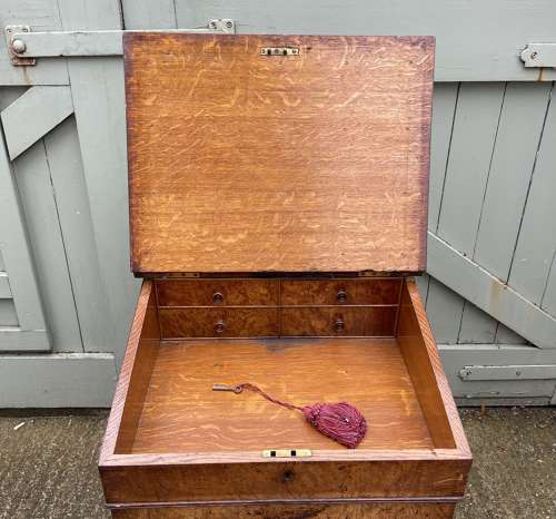 19th century burr oak Davenport desk