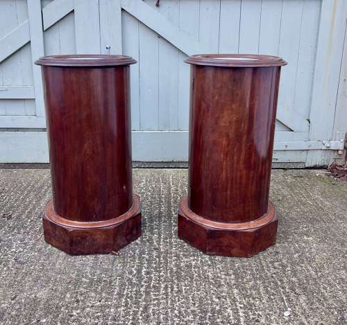 A pair of 19th century cylindrical bedside cupboards