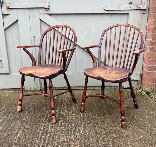 A pair of Yew wood Windsor chairs