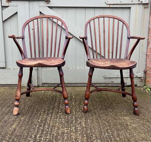 A pair of Yew wood Windsor chairs