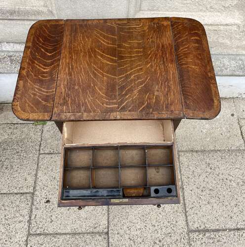 A 19th century oak and burr oak occasional table