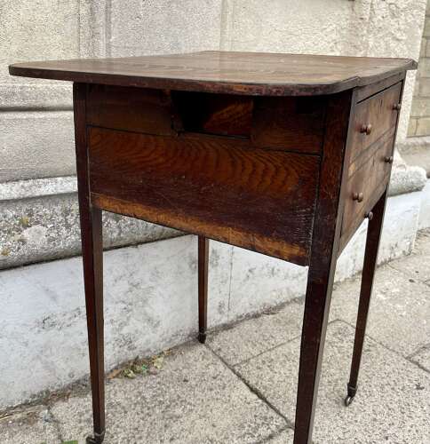 A 19th century oak and burr oak occasional table
