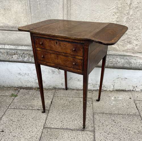 A 19th century oak and burr oak occasional table