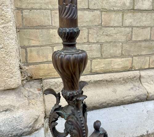 A 19th century, bronze, telescopic, standard lamp