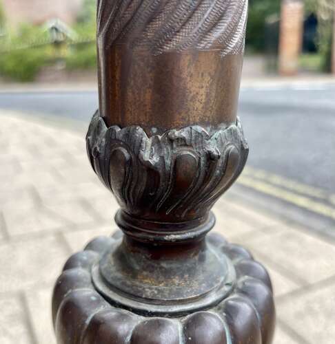 A 19th century, bronze, telescopic, standard lamp