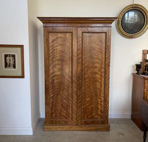 19th century satin birch wardrobe