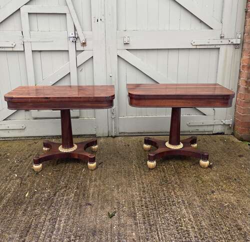 A pair of Rosewood card tables