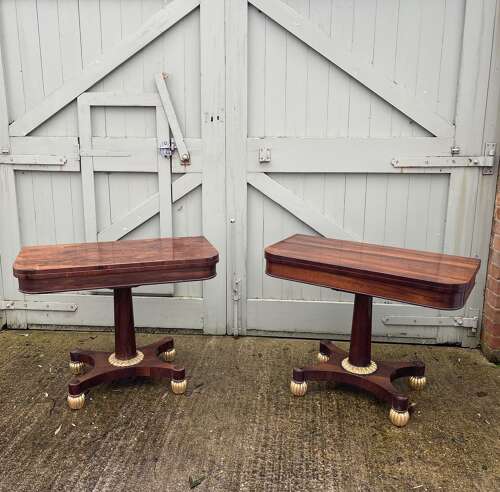 A pair of Rosewood card tables