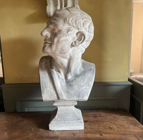 Large 19th century plaster library bust
